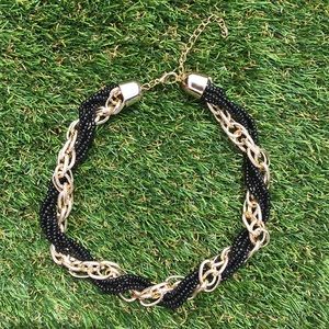 Gold and Black Beaded Necklace